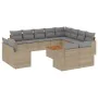 Gartensofa-Set mit Kissen, 13-teilig, beiges synthetisches Rattan von , Modulare Sofas für den Außenbereich - Ref: Foro24-322...