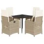 5-piece garden dining set with beige synthetic rattan cushions by , Garden sets - Ref: Foro24-3212578, Price: 645,66 €, Disco...