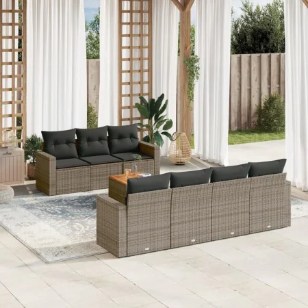 8-teiliges Gartensofa-Set und graue synthetische Rattankissen von , Gartensets - Ref: Foro24-3256361, Preis: 629,30 €, Rabatt: %