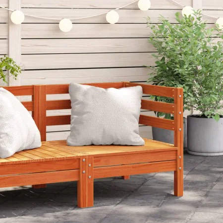 Eckgartensofa aus massivem, wachsbraunem Kiefernholz von , Modulare Sofas für den Außenbereich - Ref: Foro24-837981, Preis: 5...