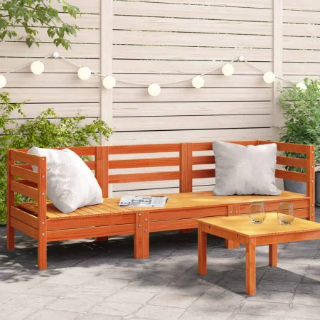 3-Sitzer-Gartensofa aus massivem, wachsbraunem Kiefernholz von , Modulare Sofas für den Außenbereich - Ref: Foro24-838030, Pr...