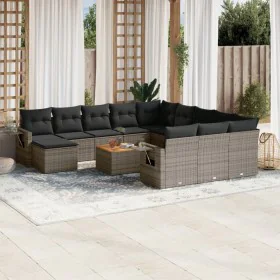 Garden sofa set with cushions 13 pieces gray synthetic rattan by , Modular outdoor sofas - Ref: Foro24-3224870, Price: 850,01...