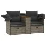 2-seater garden sofa with canopy and gray PE rattan stools by , Outdoor sofas - Ref: Foro24-365801, Price: 369,24 €, Discount: %