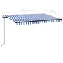 Retractable automatic blue and white awning 450x350 cm by , Awnings - Ref: Foro24-3069196, Price: 404,09 €, Discount: %