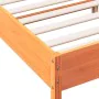 Bed frame with wax brown pine wood headboard 120x190 cm by , Beds and slatted bases - Ref: Foro24-842613, Price: 122,77 €, Di...