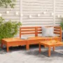 3-Sitzer Gartensofa aus massivem Kiefernholz wachsbraun von , Modulare Sofas für den Außenbereich - Ref: Foro24-838044, Preis...