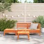 3-Sitzer Gartensofa aus massivem Kiefernholz wachsbraun von , Modulare Sofas für den Außenbereich - Ref: Foro24-838044, Preis...