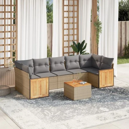 Garden sofa set with beige cushions 8 pcs PE rattan by , Garden sets - Ref: Foro24-3259896, Price: 568,45 €, Discount: %