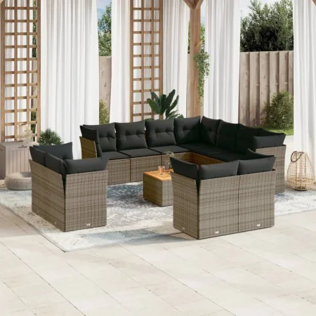 12-teiliges Gartensofa-Set mit grauen synthetischen Rattankissen von , Gartensets - Ref: Foro24-3256277, Preis: 831,75 €, Rab...