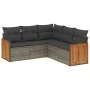 Gartensofa-Set mit Kissen, 5-teilig, graues synthetisches Rattan von , Gartensets - Ref: Foro24-3260044, Preis: 379,44 €, Rab...