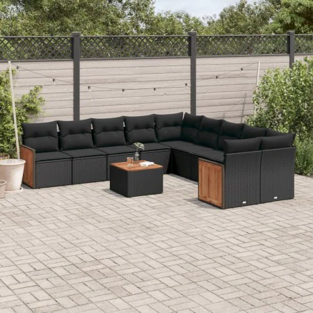 11-teiliges Gartensofa-Set und schwarze synthetische Rattankissen von , Gartensets - Ref: Foro24-3260438, Preis: 704,97 €, Ra...