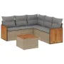 Gartensofa-Set mit Kissen, 6-teilig, beiges synthetisches Rattan von , Gartensets - Ref: Foro24-3260050, Preis: 464,22 €, Rab...