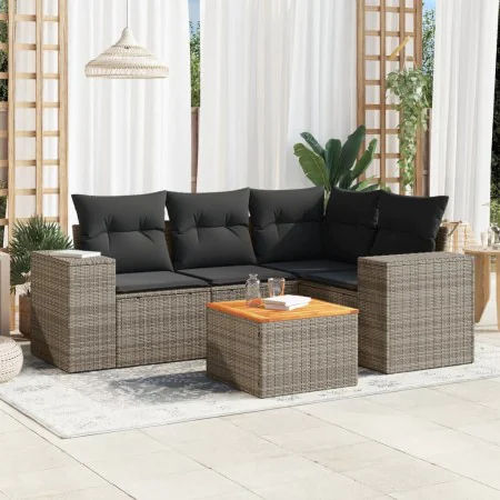 Garden sofa set with cushions 5 pieces gray synthetic rattan by , Garden sets - Ref: Foro24-3225430, Price: 362,78 €, Discoun...