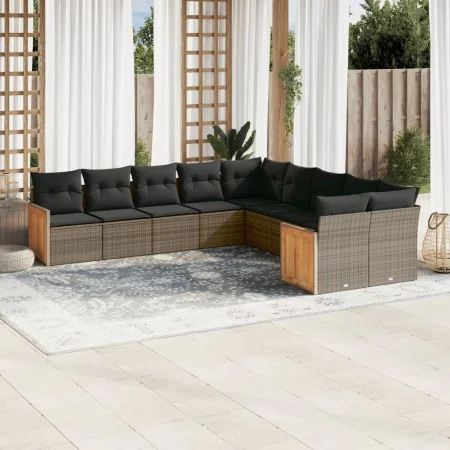 Garden sofa set 10 pieces with gray synthetic rattan cushions by , Garden sets - Ref: Foro24-3260436, Price: 650,75 €, Discou...