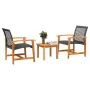 3-Piece Black PE Rattan and Acacia Wood Bistro Set by , Modular outdoor sofas - Ref: Foro24-367601, Price: 141,75 €, Discount: %