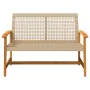 Garden bench in acacia wood and beige PE rattan 112 cm by , Modular outdoor sofas - Ref: Foro24-367600, Price: 98,45 €, Disco...