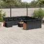 Garden sofa and cushion set 13 pieces black synthetic rattan by , Garden sets - Ref: Foro24-3260669, Price: 868,56 €, Discoun...