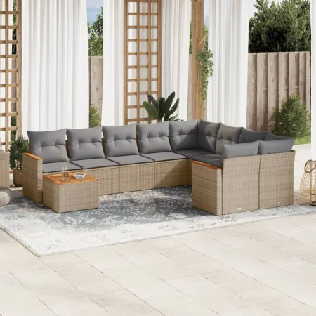 Garden sofa set with beige cushions 10 pieces synthetic rattan by , Garden sets - Ref: Foro24-3258720, Price: 706,04 €, Disco...