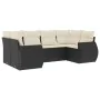 6-teiliges Gartensofa-Set und schwarze synthetische Rattankissen von , Modulare Sofas für den Außenbereich - Ref: Foro24-3221...