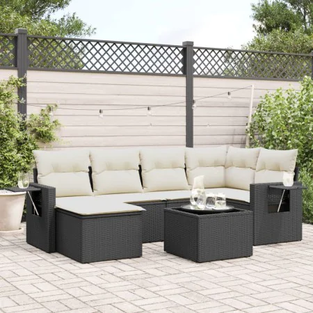 7-piece garden dining set and black synthetic rattan cushions by , Garden sets - Ref: Foro24-3252803, Price: 471,90 €, Discou...