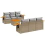 Set of 7-piece garden sofas and beige synthetic rattan cushions by , Garden sets - Ref: Foro24-3259035, Price: 539,49 €, Disc...