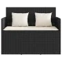 Garden bench with black synthetic rattan cushions by , garden benches - Ref: Foro24-365760, Price: 215,97 €, Discount: %