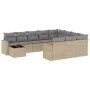 11-teiliges Gartensofa-Set mit beigen synthetischen Rattankissen von , Modulare Sofas für den Außenbereich - Ref: Foro24-3251...