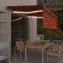 Manual retractable awning with blind and orange and brown LED 4x3m by , Awnings - Ref: Foro24-3069305, Price: 406,49 €, Disco...