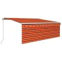 Manual retractable awning with blind and orange and brown LED 4x3m by , Awnings - Ref: Foro24-3069305, Price: 406,49 €, Disco...