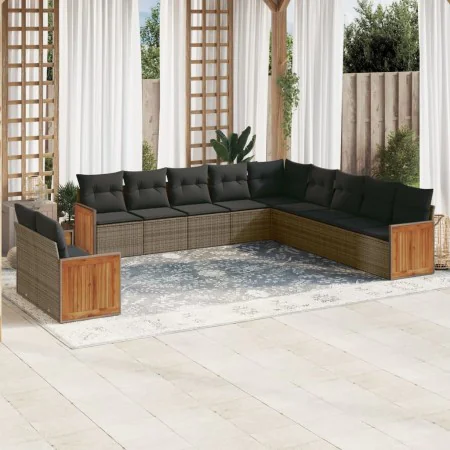 Garden sofa set 11 pieces and gray synthetic rattan cushions by , Garden sets - Ref: Foro24-3260212, Price: 812,04 €, Discoun...