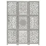 Screen 3 panels hand carved gray mango wood 120x165 cm by vidaXL, Room dividers - Ref: Foro24-285337, Price: 148,85 €, Discou...