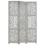 Screen 3 panels hand carved gray mango wood 120x165 cm by vidaXL, Room dividers - Ref: Foro24-285337, Price: 148,85 €, Discou...