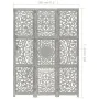 Screen 3 panels hand carved gray mango wood 120x165 cm by vidaXL, Room dividers - Ref: Foro24-285337, Price: 148,85 €, Discou...