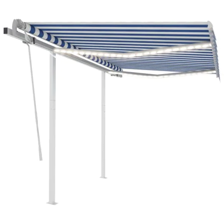 Manual retractable awning with blue and white LED light 3x2.5 m by , Awnings - Ref: Foro24-3069901, Price: 359,45 €, Discount: %