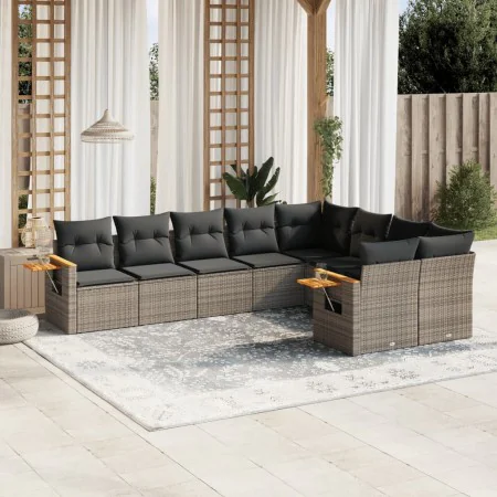 9-teiliges Gartenmöbel-Set und Kissen synthetisches Rattangrau von , Gartensets - Ref: Foro24-3259547, Preis: 615,60 €, Rabat...