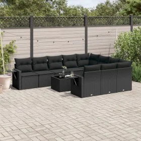 11-teilige Gartensofagarnitur und schwarze synthetische Rattankissen von , Gartensets - Ref: Foro24-3220694, Preis: 713,33 €,...