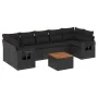 8-teiliges Gartensofa-Set und schwarze synthetische Rattankissen von , Modulare Sofas für den Außenbereich - Ref: Foro24-3224...