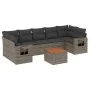 8-teiliges Gartensofa-Set und graue synthetische Rattankissen von , Modulare Sofas für den Außenbereich - Ref: Foro24-3224478...