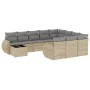 11-teiliges Gartensofa-Set mit beigen synthetischen Rattankissen von , Modulare Sofas für den Außenbereich - Ref: Foro24-3221...