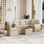 Gartensofa-Set mit Kissen, 6-teilig, beiges synthetisches Rattan von , Gartensets - Ref: Foro24-3225008, Preis: 566,95 €, Rab...