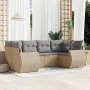 Gartensofa-Set mit Kissen, 6-teilig, beiges synthetisches Rattan von , Gartensets - Ref: Foro24-3254116, Preis: 498,79 €, Rab...