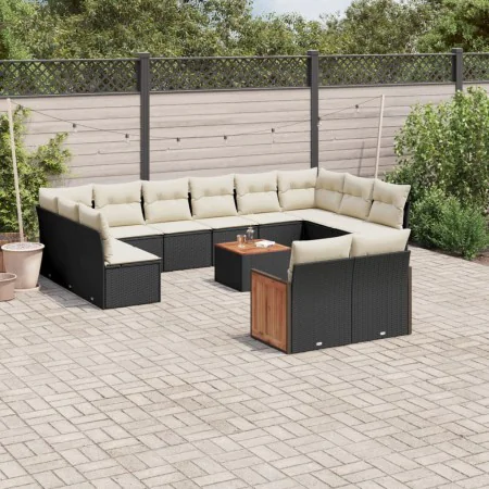 Gartensofa- und Kissenset 13-teilig aus schwarzem synthetischem Rattan von , Gartensets - Ref: Foro24-3228128, Preis: 805,03 ...