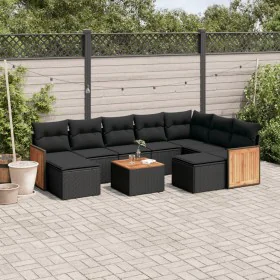 Set de sofás de jardín 10 pzas cojines ratán sintético negro de , Conjuntos de jardín - Ref: Foro24-3228225, Precio: 565,43 €...