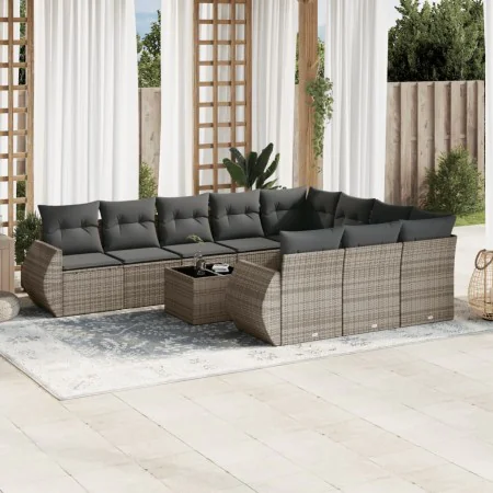 11-teilige Gartensofagarnitur und graue synthetische Rattankissen von , Modulare Sofas für den Außenbereich - Ref: Foro24-322...