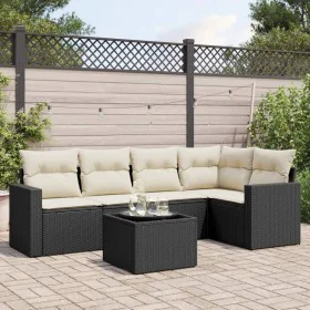 Set aus 6-teiligen Gartensofas und Kissen Kunstrattan schwarz von , Gartensets - Ref: Foro24-3218926, Preis: 405,06 €, Rabatt: %