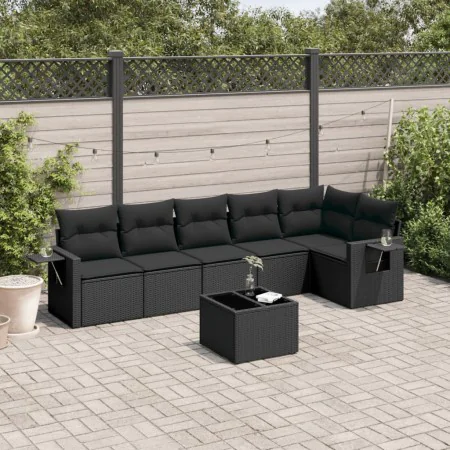 7-piece garden dining set with black synthetic rattan cushions by , Garden sets - Ref: Foro24-3252532, Price: 548,59 €, Disco...