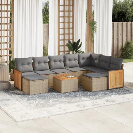 Set Gartensofas mit beigen Kissen 10 Stück synthetisches Rattan von , Gartensets - Ref: Foro24-3228229, Preis: 648,10 €, Raba...