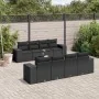 8-teiliges Gartensofa-Set und schwarze synthetische Rattankissen von , Modulare Sofas für den Außenbereich - Ref: Foro24-3222...