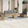 Set mit 9 Gartensofas mit beigen Kissen aus synthetischem Rattan von , Modulare Sofas für den Außenbereich - Ref: Foro24-3224...