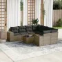 9-teiliges Gartenmöbel-Set und Kissen synthetisches Rattangrau von , Modulare Sofas für den Außenbereich - Ref: Foro24-322235...